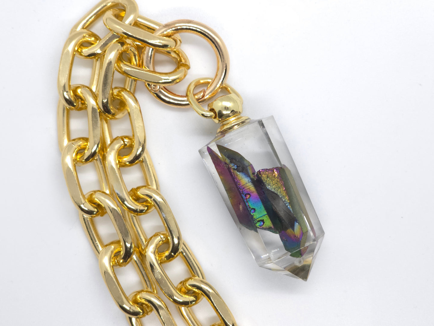 Rainbow Quartz Cherub Gold